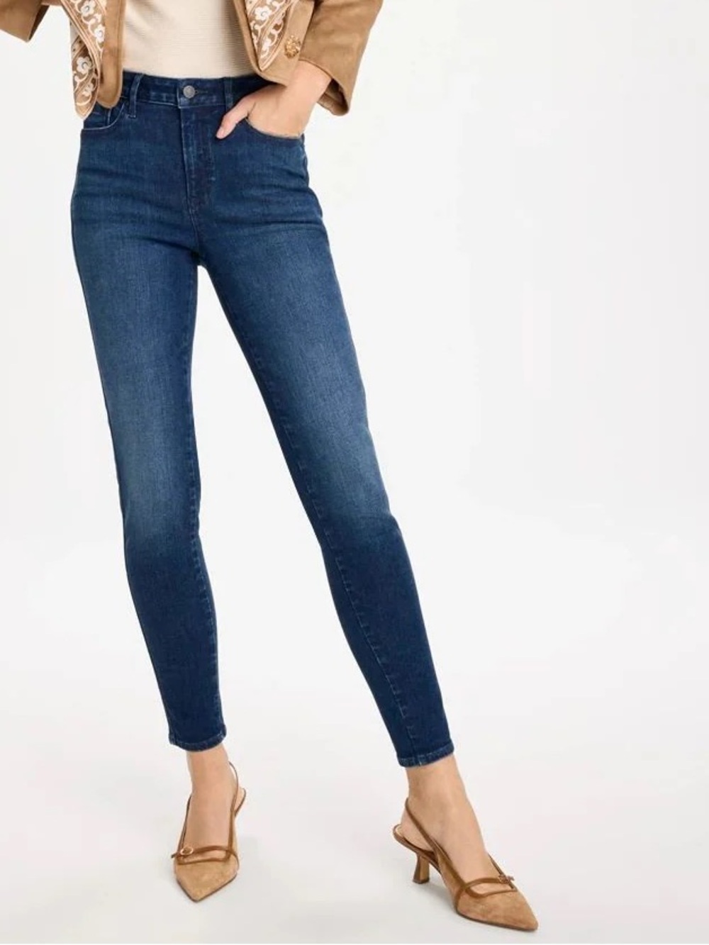 Chico’s Skinny Ankle Jeans Women’s Size 10 Stretch Denim Dark Wash Slimming